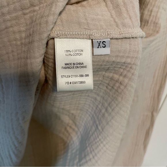 Anthropologie Cloth & Stone 100% Cotton Cream Button-Down Shirt - Picture 4 of 4